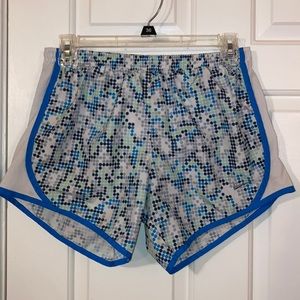 Nike blue and grey polka dotted running shorts